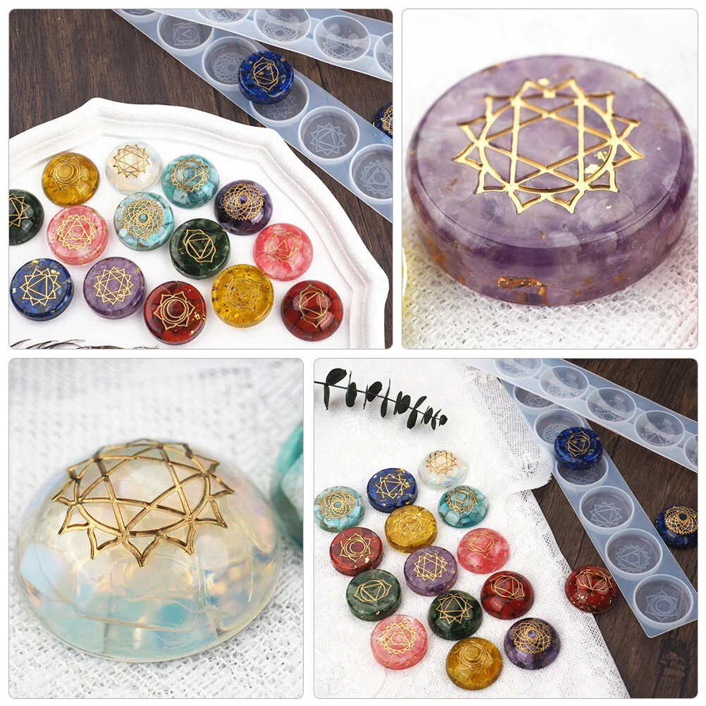 2 PCS Ornament Mold Resin Molds Reusable Epoxy Mould Seven Chakras DIY Silica Gel