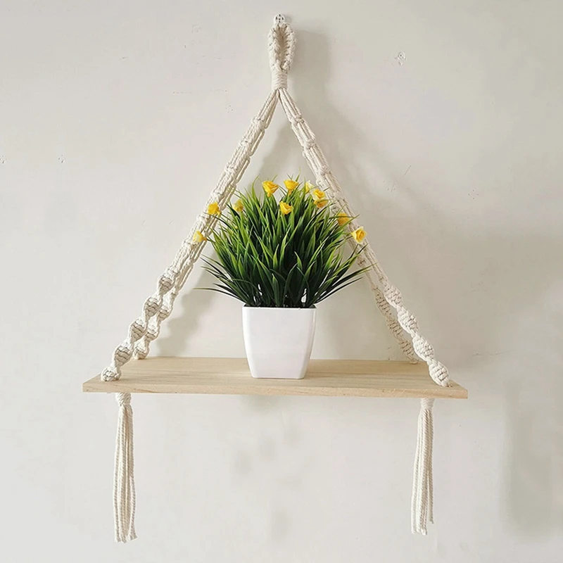 

Bohemian Decor Wall Hanging Shelf Handmade Tapestry Cotton Rope Rack Plant Holder Home Decoration For Living Room