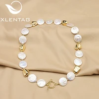 xlentag rotundity natural freshwater baroque pearls button necklace for women fashion luxury designer jewelry anniversary gn0436