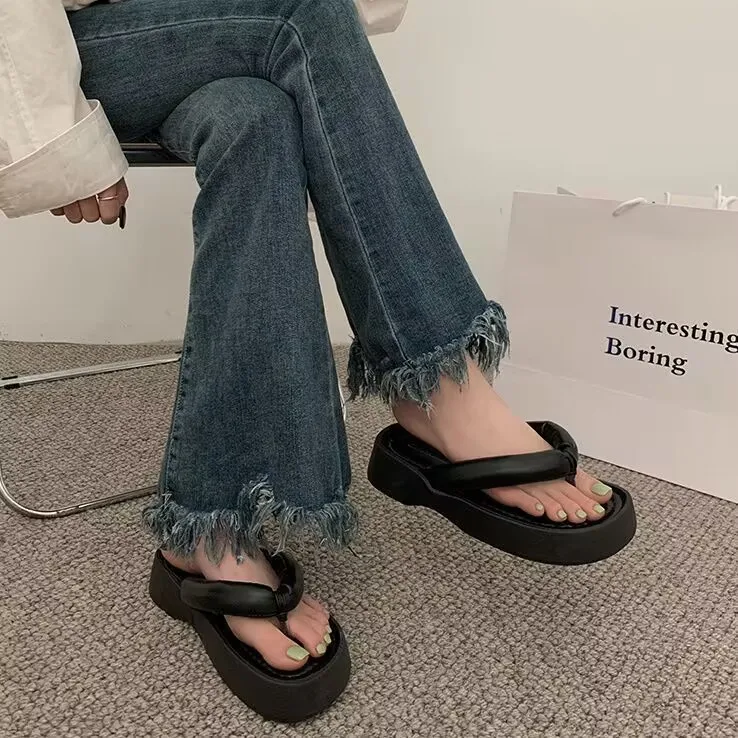 Women Fashion Bowknot Summer Slippers Clip Toe Flip Flops Shoes Female Platform Outdoor Beach Sandals Ladies Casual Flat Slides