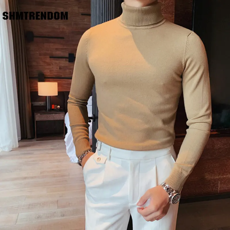 

2023 Brand clothing Men keep warm in winter High quality Knitting sweater Male slim Leisure to keep warm Set head knit shirts