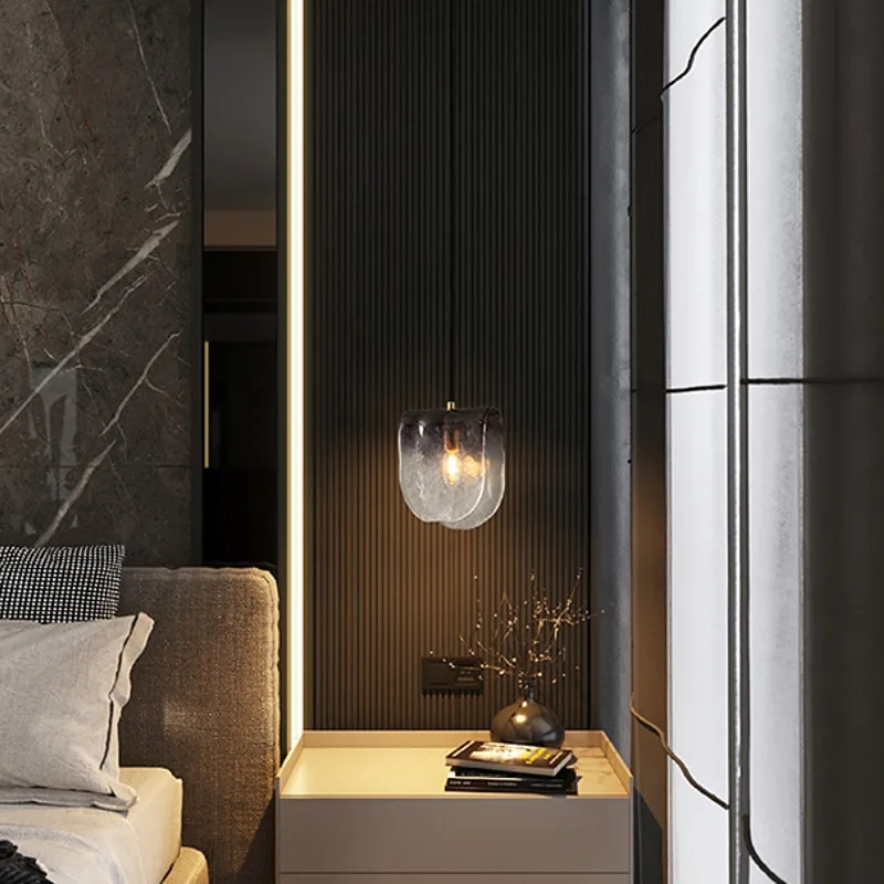 Подвесной светильник из стекла в помещении светодиодный серый витраж стиле