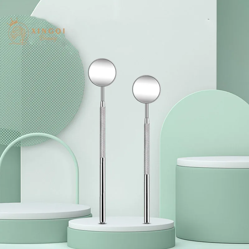 Маленькое карманное ручное круглое серебряное зеркало высокого разрешения из