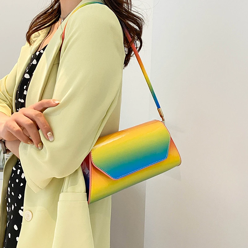 

7 Color Sunshine Women's Bags Bright Color PU Handbags Fashion Shoulder Bags Rainbow Messenger Bags Trendy Women's Wallets
