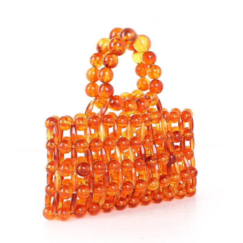 Женская сумка-тоут из акрила и пластика с прозрачными бусинами