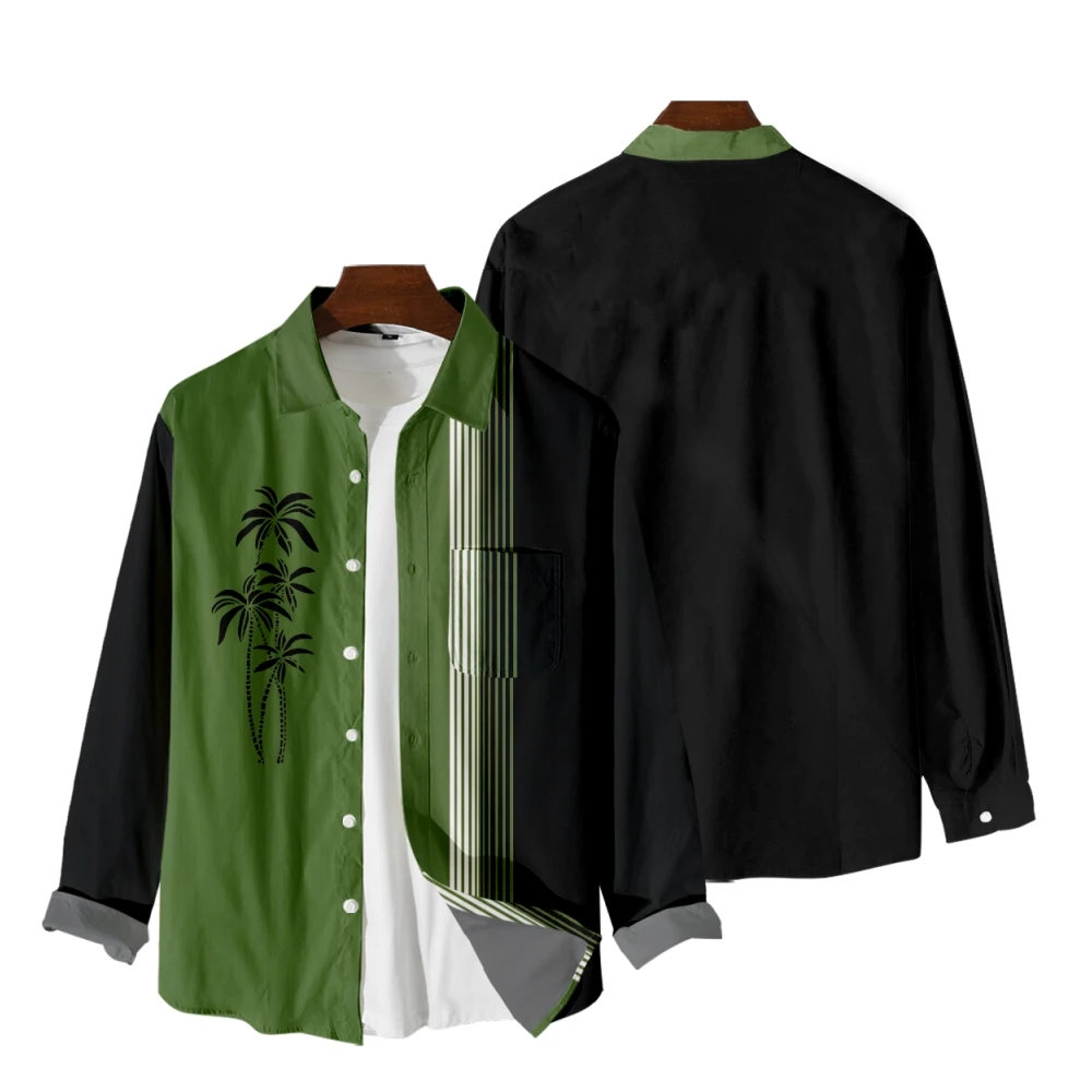 

Мужская гавайская рубашка с длинным рукавом, белая пляжная рубашка с принтом Aloha, одежда для отпуска и вечеринки, осень 2022