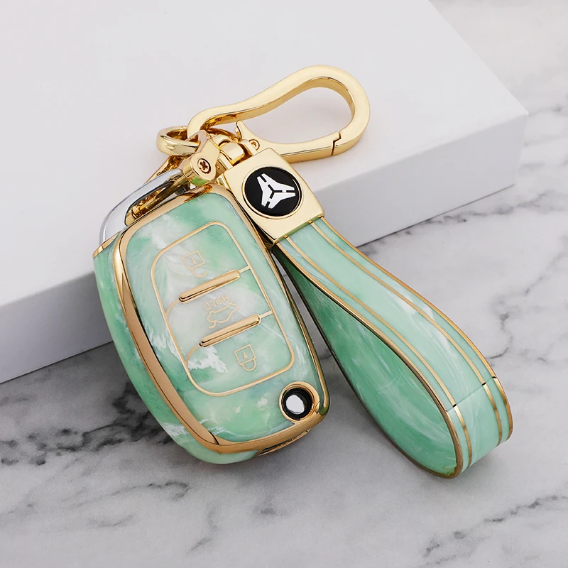 

Emerald Texture Car Key Box Cover Protection For Hyundai Tucson Creta ix25 ix35 ix45 Santa Fe Verna Mistra Elantra Accessories