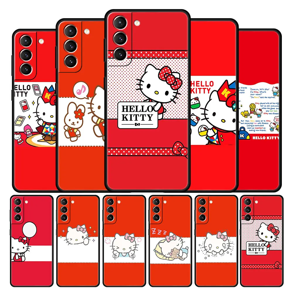 

Case Cover for Samsung Galaxy Note 10 20 8 9 10+ Ultra F12 F22 M30s M11 M22 5G Cell Capa Capinha Hello Kitty Art Japan