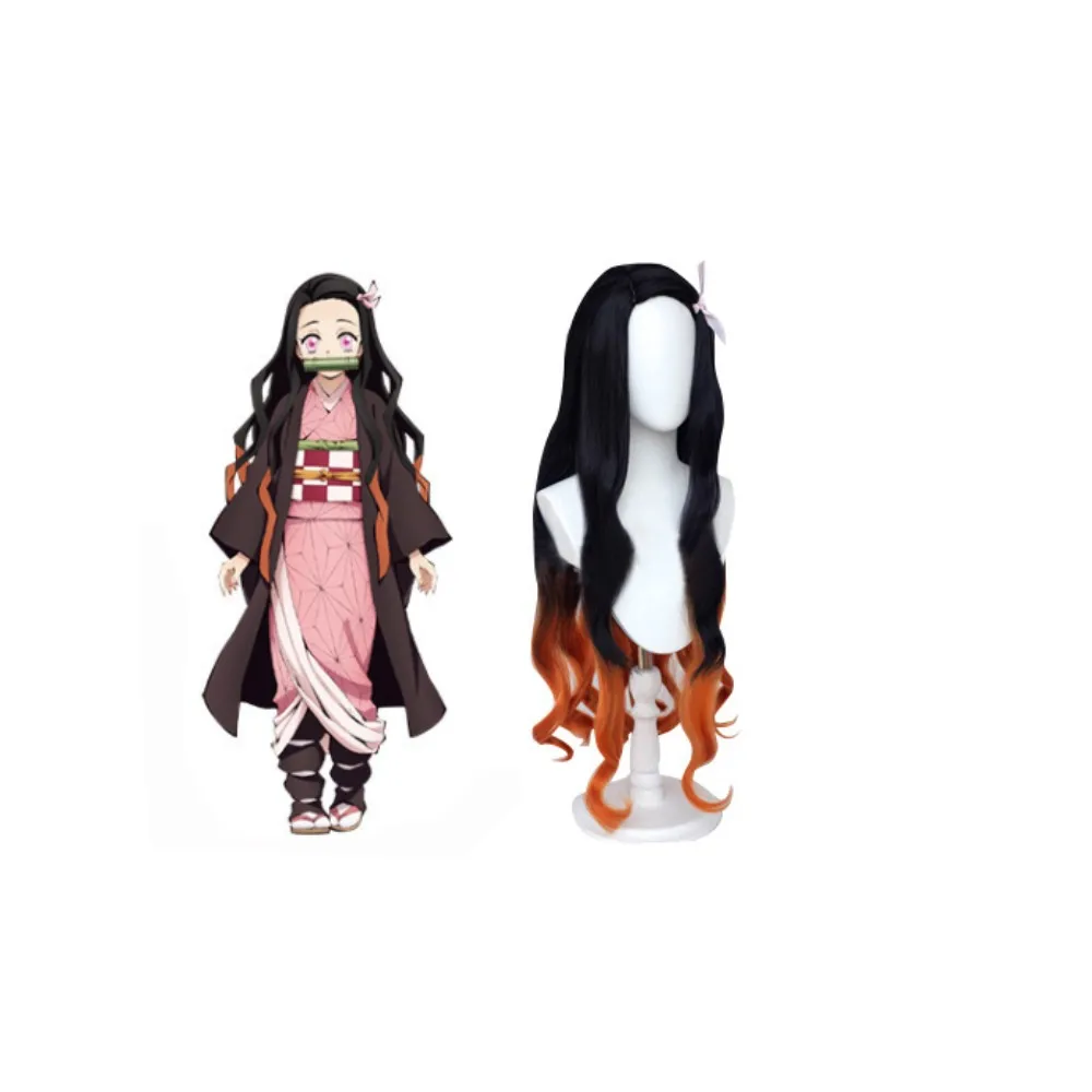 Аниме Камадо Незуко Косплей Костюм Убийца Демонов Униформа Одежда Кимоно Парик