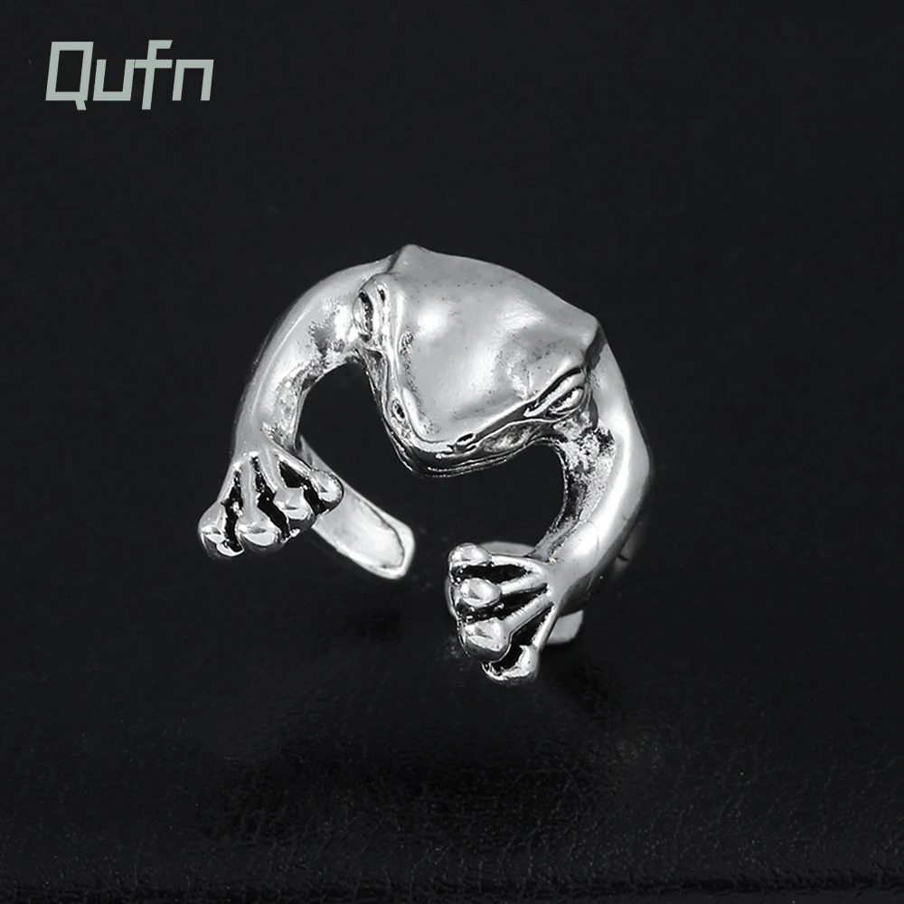 

Retro Gothic Simulation Animal Frog Ring For Women Men Vintage Silver Color Opening Adjustable Finger Rings Jewelry Accessories