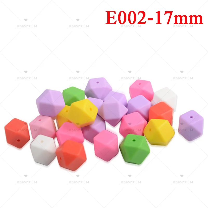

100pcs 17mm Silicone Octagonal Baby Bead DIY Chewable Colorful Teething Pacifier Chain Bracelet BPA Free Silicone Abacus Beads