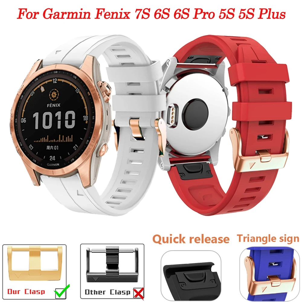 Ремешок из розового золота для смарт-часов браслет Garmin Fenix 7S 6S Pro 5S Plus 20 мм
