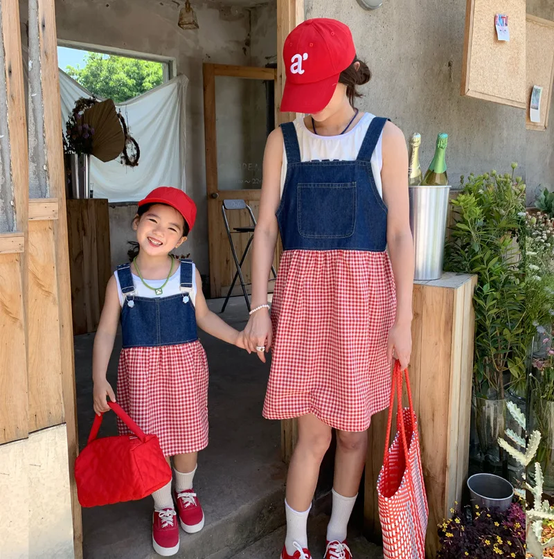 

Mom Daughter Matching Sleeveless Dress Girls Fashion Clothes Parent-Child Matching Denim Clothing Summer Mommy And Me Dresses