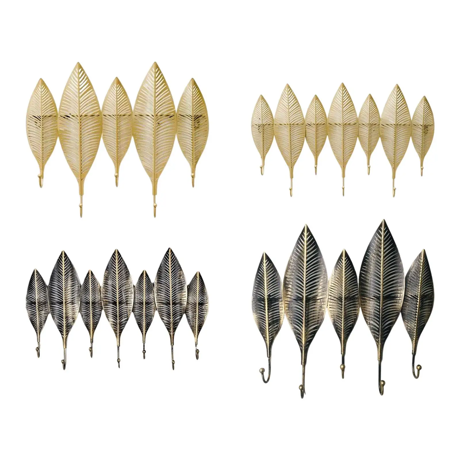 

Hook Bathroom Keys Holder Decorative Leaves Iron Hanger for Door Shower
