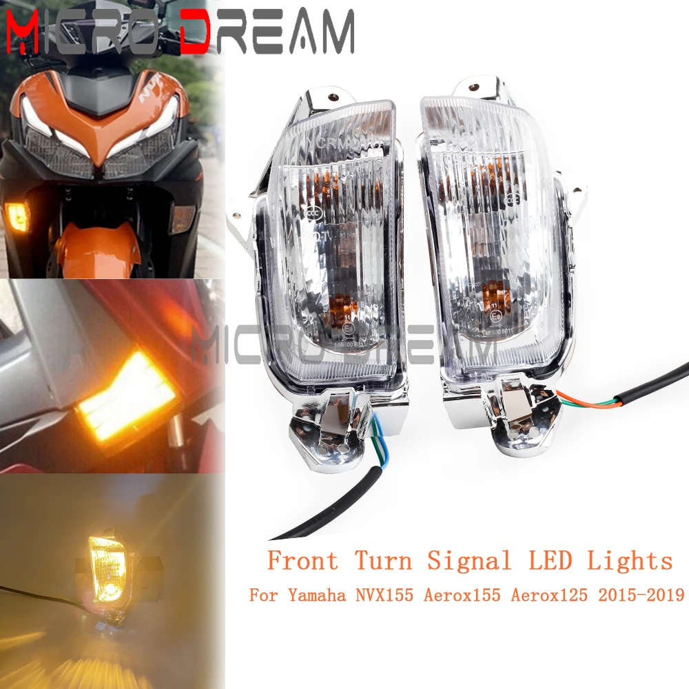 

12V/10W Clear Lens Front Turn Signal Indicator Lights For Yamaha NVX155 Aerox155 Aerox125 Amber Motorcycle Signals Lamp 2015-19