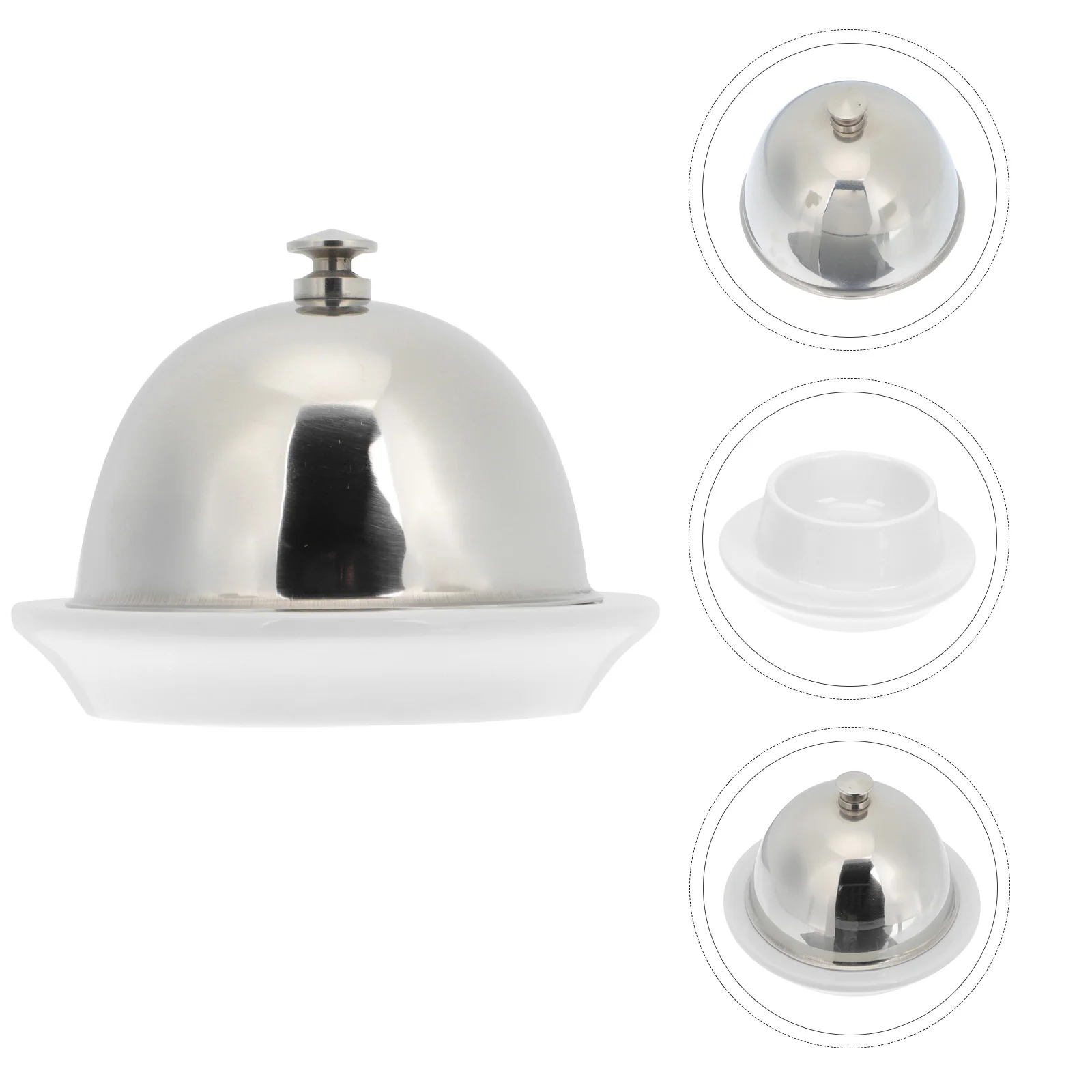 

Stainless Steel Sauce Serving Plate Flavor Seasoning Jar Ceramic Tableware Soy Dishes Airtight Bread Container