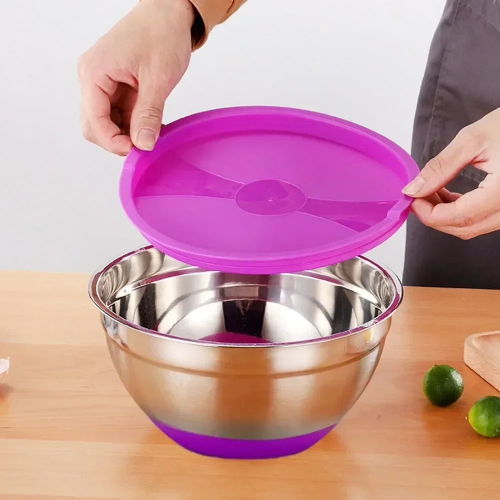 Салатница из нержавеющей стали с силиконовой крышкой 1 шт.