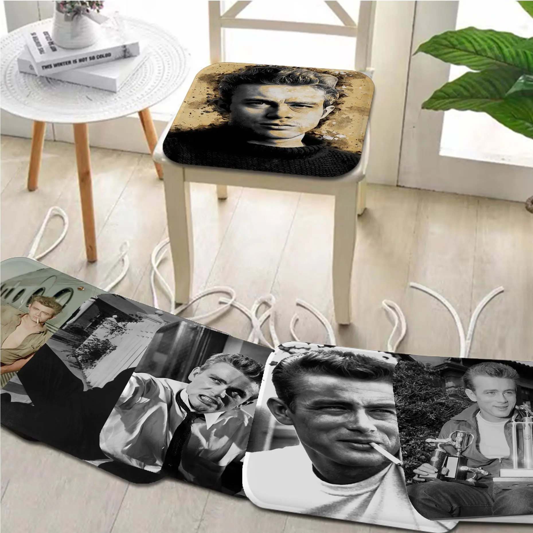 

James Dean Creative Stool Pad Patio Home Kitchen Office Chair Seat Cushion Pads Sofa Seat 40x40cm Chair Cushions