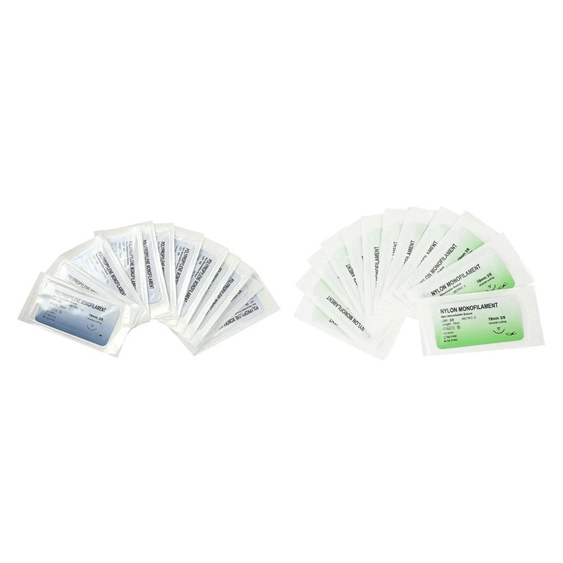 

12Pcs Polypropylene Monofilament Thread Needle Suture 4/0 & 12 Pcs Nylon Monofilament Thread Suture Practice Kit 3/0