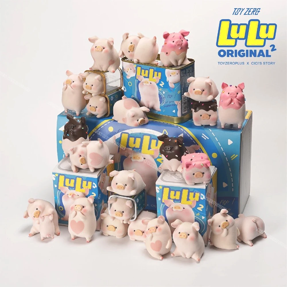 Blind Box Toys Canned LuLu Pig 2 Blind Box Guess Bag Caja Ciega Blind Bag Toys for Girls Anime Figures Cute Model Birthday Gift