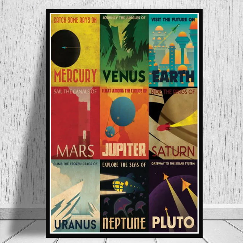 

Space Travel Universal Planet Mars poster and print wall art canvas Pictures Painting wall decorations living room Affiche