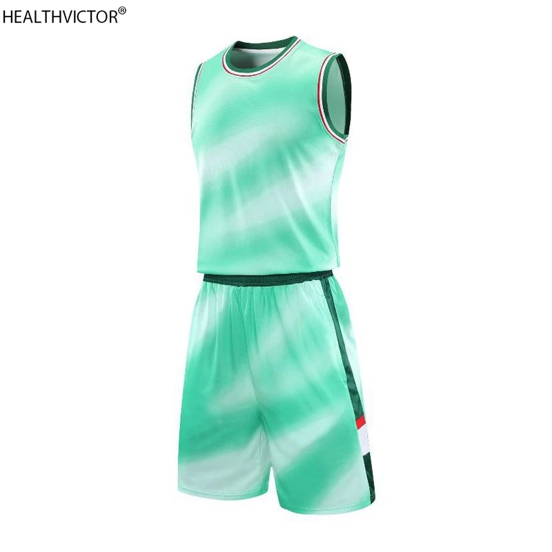 

Quick Dry Fashion Gradient Color Sports Sleeveless Tank Tops Custom Men Women Basketball Jersey Shorts Set Uniform Kit Tracksuit