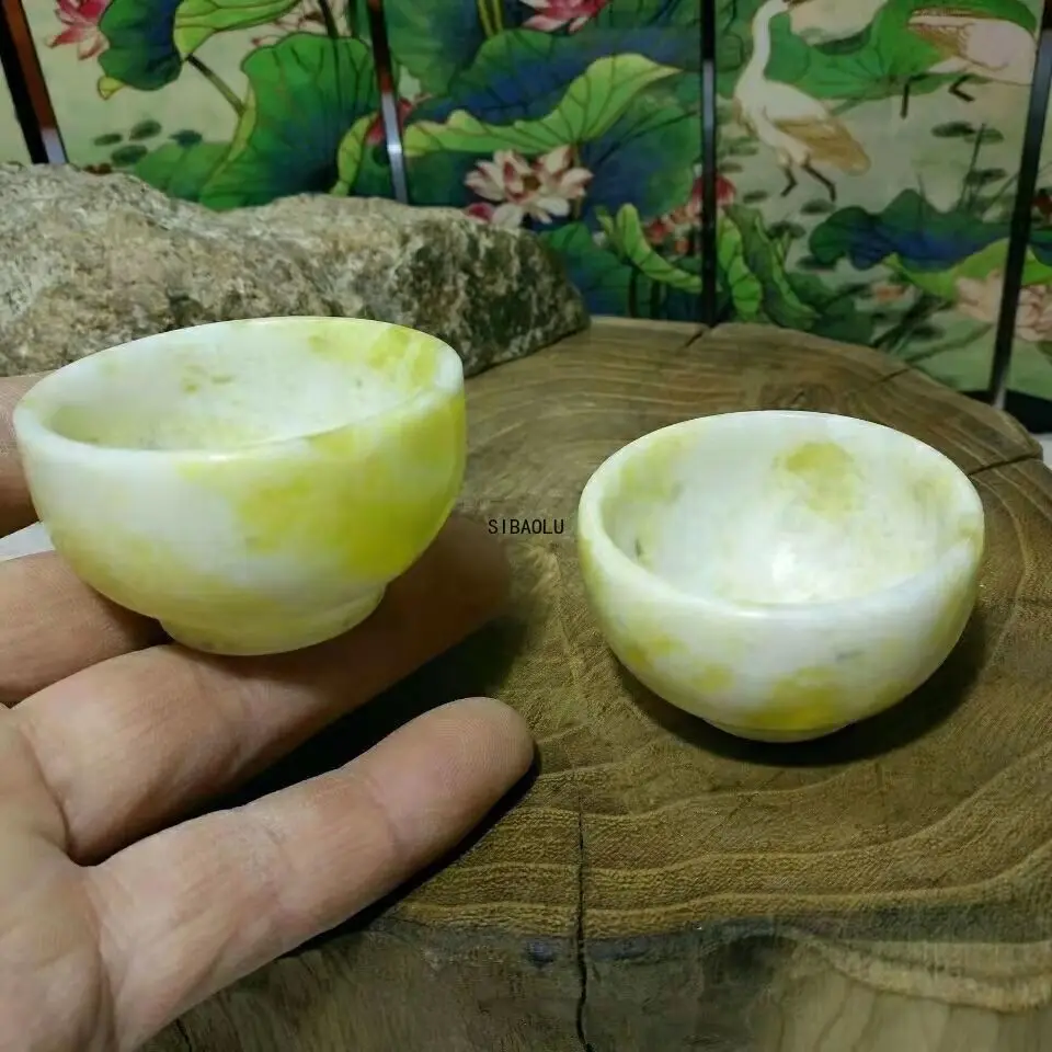 2 шт. чайная чашка из натурального нефрита изысканная ручная резьба для здоровья