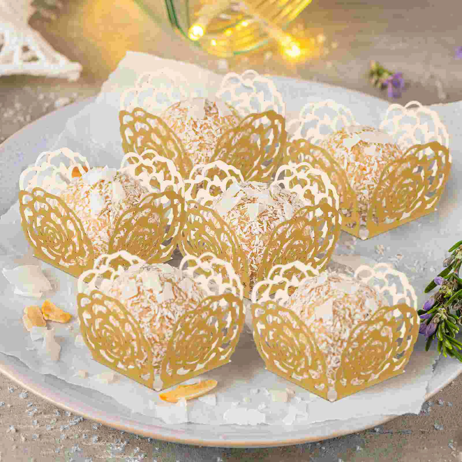

50 Pcs Paper Truffle Wrappers Truffle Wrap Liners Hollow Design Candy Cups Chocolate Paper Liners Perfect for Muffins Chocolate