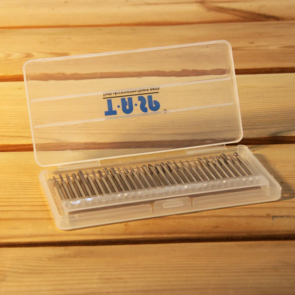 30pcs Diamond Rotary Burr Bits Set for Dremel Tool 3mm (1/8