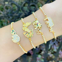 5 pcsset punk gold crystal thick chain bracelet female bohemian geometric chain ot buckle bracelet set jewelry girl party gift
