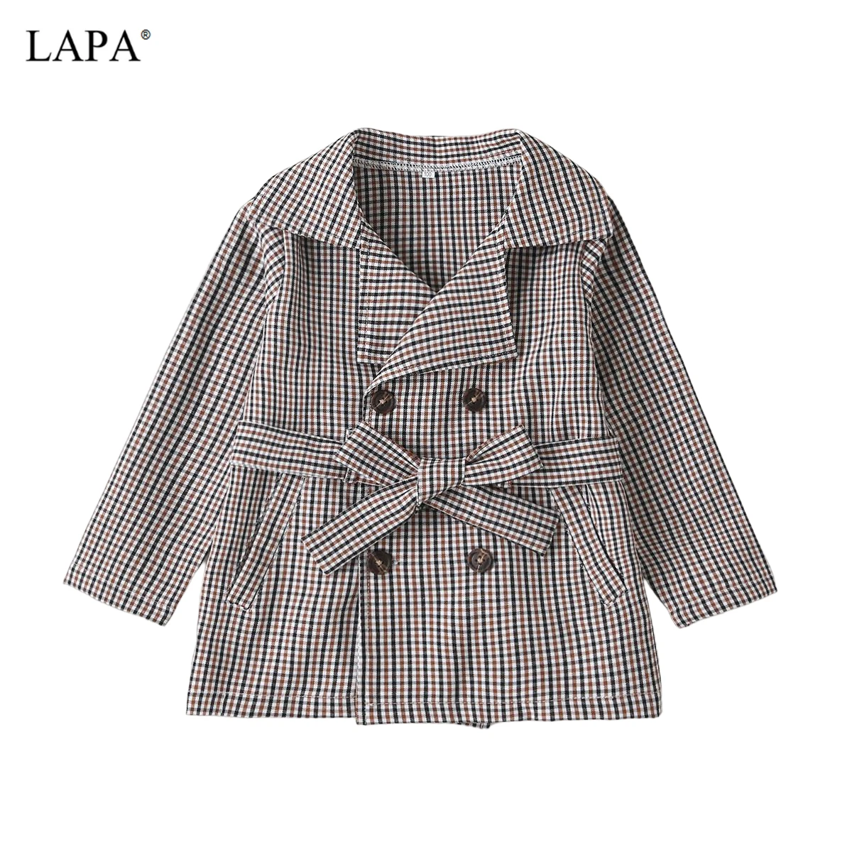 

Осенне-зимние базовые топы для девочек LAPA с длинным рукавом и надрезом, пальто в клетку