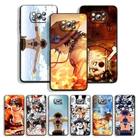 pirate king ace one piece for xiaomi poco m4 m3 c3 x4 x3 x2 f3 x2 f1 pro nfc gt mi play mix 3 a2 lite black phone case capa