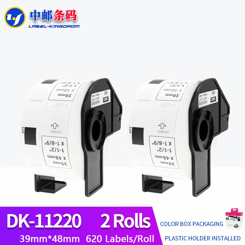 

2 Rolls Generic DK-11220 Label 39*48mm 620Pcs Compatible for Brother Label Printer QL-570/700/720 All Come With Plastic Holder