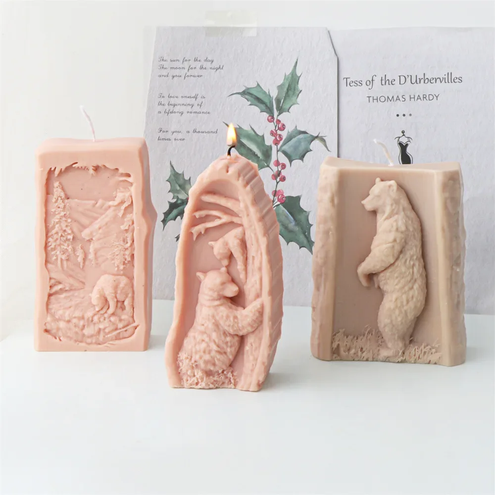 Силиконовая форма для свечей в скандинавском стиле с лесными животными дикий