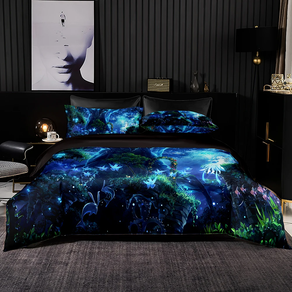 Beautiful Man In The Moonlight Pattern Набор пододеяльников для пуховых одеял 210x210 приятный кожи