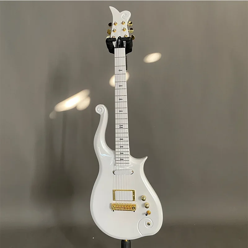 

High Quality 6 String White Prince Cloud Electric Guitar Arrow Inlay Fretboard S-H Pickup Fixed Bridge Gold Hardware Fast Ship