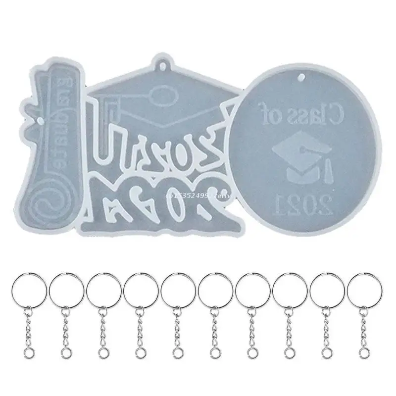 

DIY Crafts Tool Keychain Mould Graduation Silicone Mould Crafting Resin Silicone Mould with 10 Pieces Key Rings Dropship