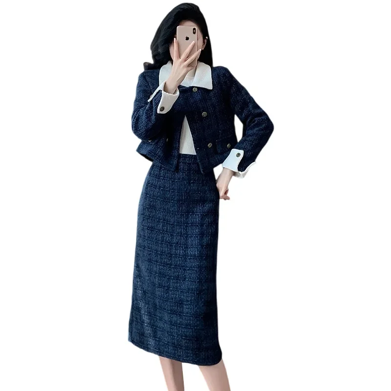 2024 осень/зима новый твидовый стиль мягкий костюм элегантная светская короткая