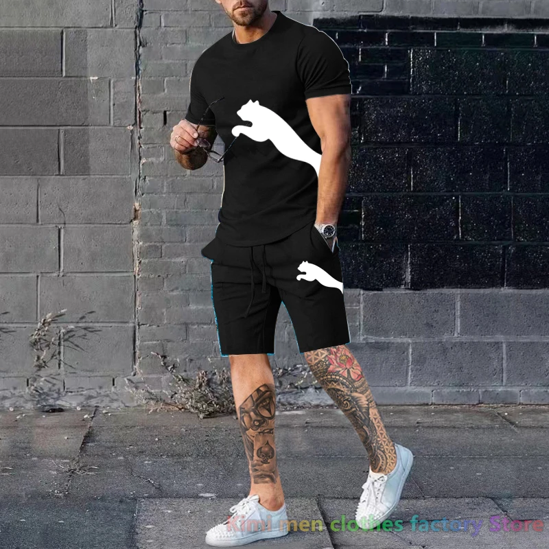 Cotton Set 2023 New Summer Sportswear Tracksuit Men Oversized Brand printing TShirts Shorts Sets 2 Piece Outfits Sets for Men