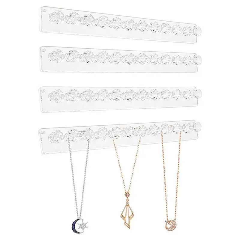 

Wall Mounted Jewelry Hanger 4 Pack Jewelry Holder For Girls Necklace Hanger Acrylic Jewelry Organizer Hanging For Bracelets Keys