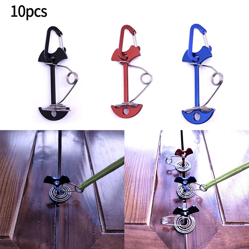 

Buckle Tent Carabiner Hook 10PCS Board Peg Deck Pegs Fixed Nails Outdoor Camping Stainless Steel+aluminum Alloy