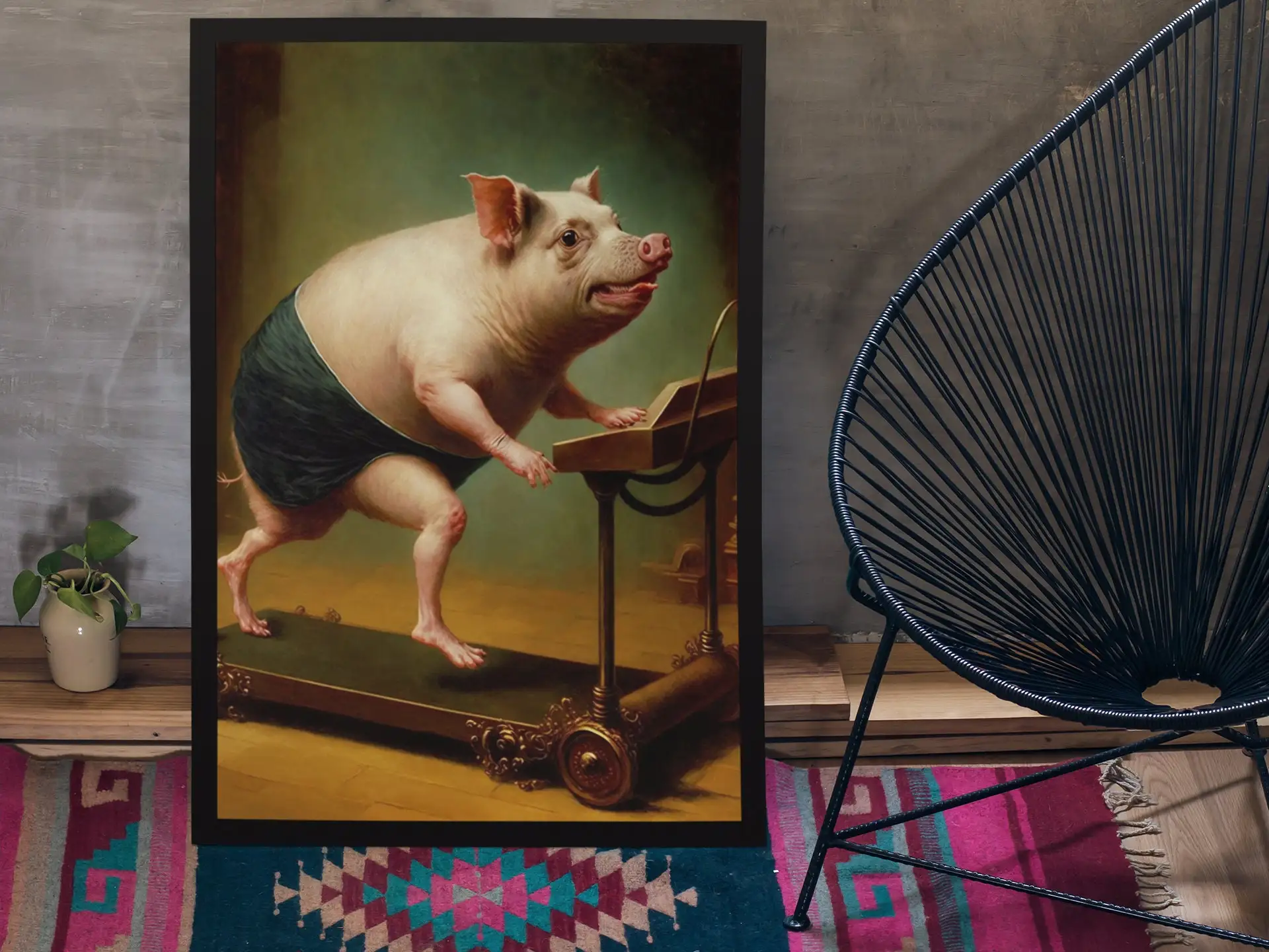 

Ретро постер на беговую дорожку в виде свиней, настенная живопись на холсте, декоративная живопись в стиле ретро для использования в тренажерном зале, декор для комнаты в эстетике