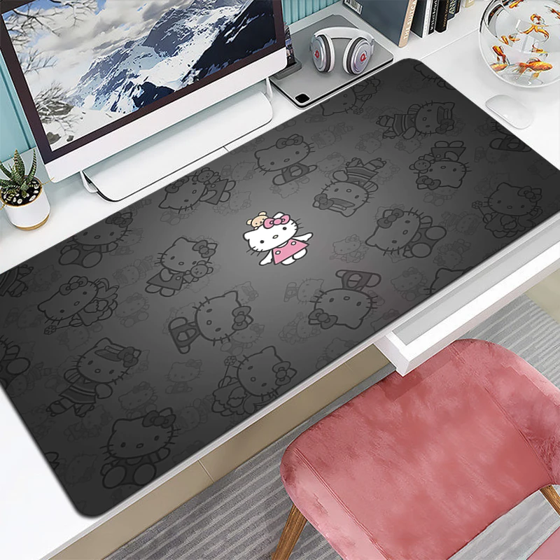 Kitty Mouse Pad Xxl Hellos Cat Carpet Extended Deskmat Game Mats Large Desk Mat Anime Gamer Mause Office Accessories Gaming Pads