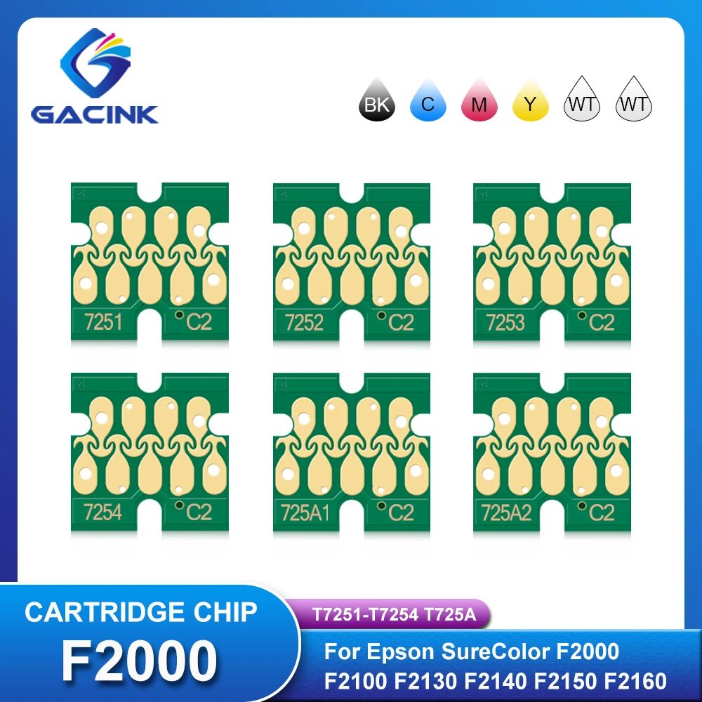 

T7251 T7252 T7253 T7254 T725A Ink Cartridge Chip New Upgrade For Epson SureColor F2000 F2100 SC-F2000 SC-F2100 Printer Chips