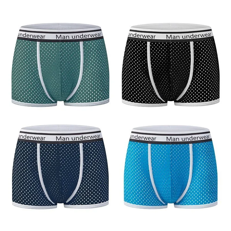 4pcs Men's Panties Underwear Boxershorts Men Boxer Sexy Underwear Underpants Ice Silk Men Boxer Shorts Mesh Breathable Hombre