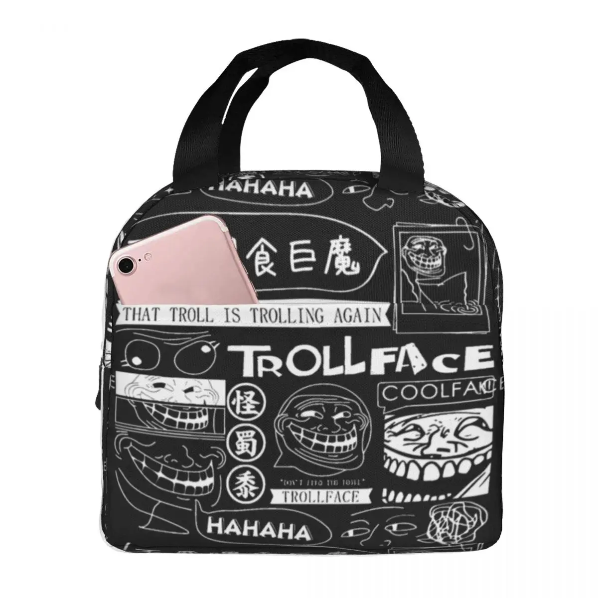 Изолированные сумки для ланча с коллажем Trollface Coolface Термосумка контейнер Rage