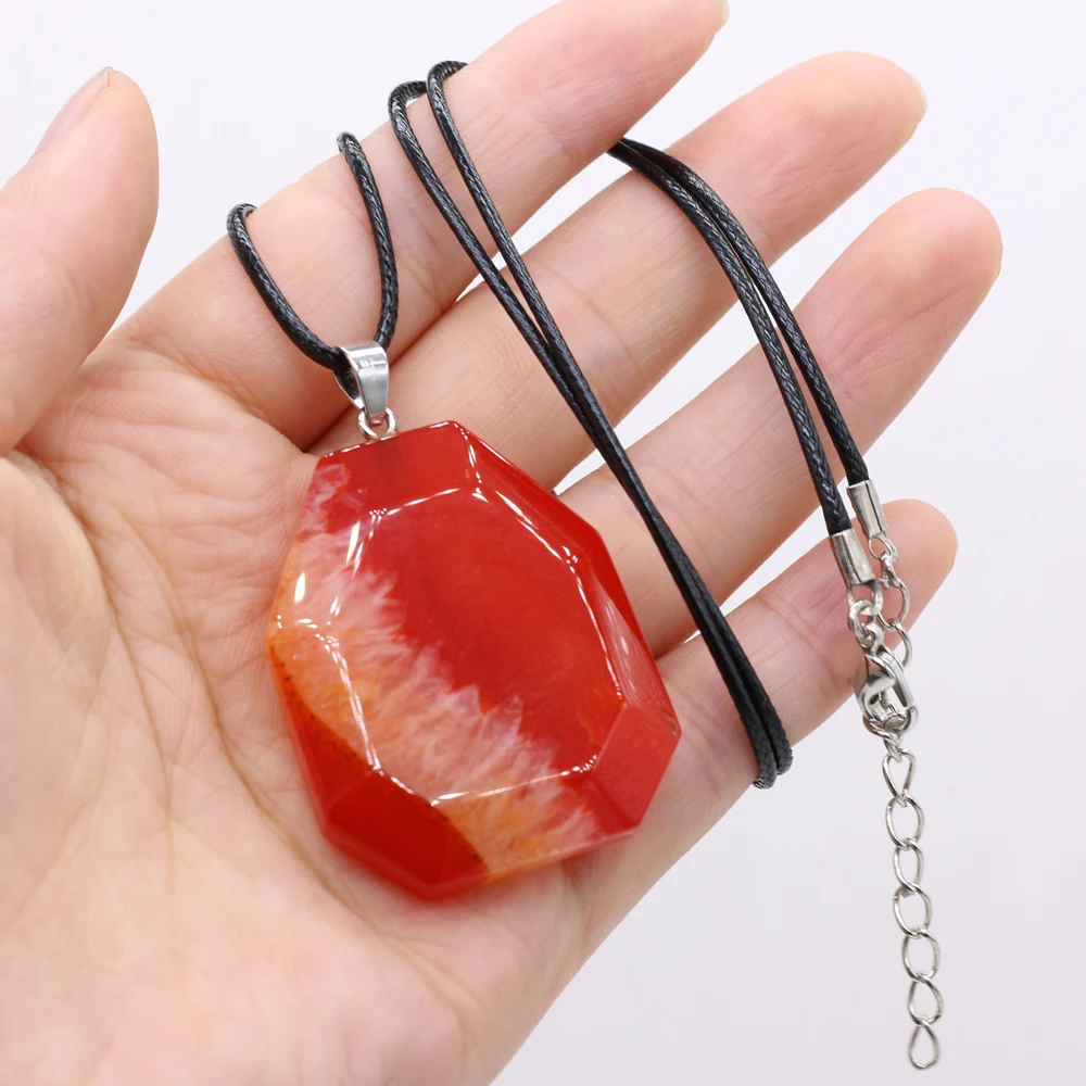 

Natural Stone Semi-precious Stone Seven-sided Agate Pendant Necklace Making Necklace Bracelet Size 30x45mm Gift