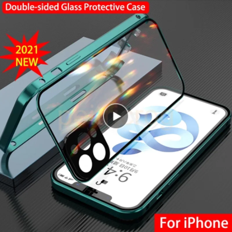 

2023 Newupgrade Double Sided Tempered Glass Protective Cases For iPhone 15 14 13 11 12 Pro Max Luxury Protective Back Cover Capa