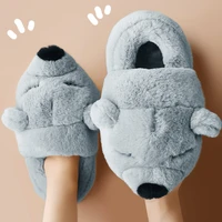 cute cartoon bear slippers for home warm thick plush women slippers with fur non slip furry women indoor slippers winter shoes