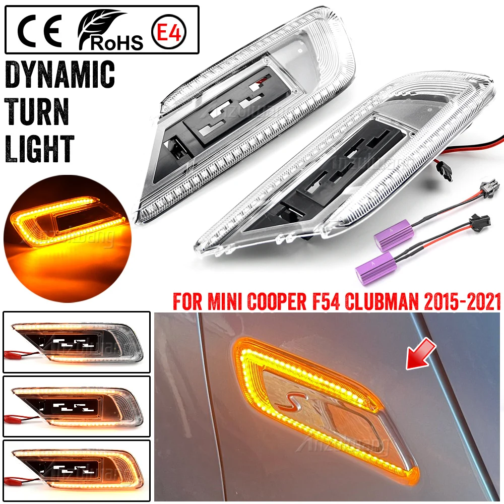 

Dynamic Sequential LED Side Fender Marker Indicator Blinker Light Lamp For Mini Cooper F54 Clubman 2015 2016 2017 2018 2019 2020